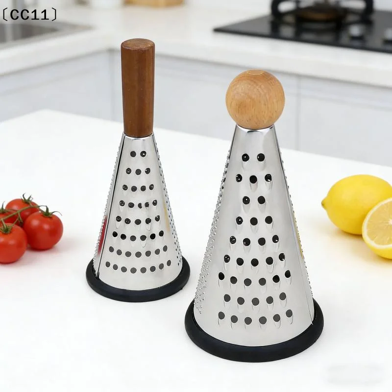 Grater 3 Side Shred Manual Handheld Stainless Steel Multi-Purpose Non-Slip Shredder Cone Vegetable Grater Kitchen Tool〔CC11〕