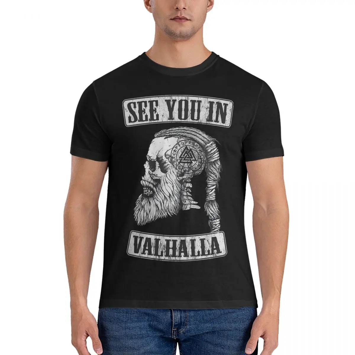 Shirtsee YOU IN EXCLUSIVE T-Shirt Men Valhalla Vintage 100% Cotton Tee Shirt Round Neck Short Sleeve T Shirts Gift Clothing