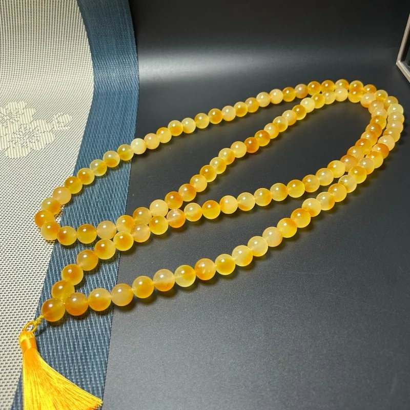 

Natural High-ice Quartzite Yellow Floating Flower Bracelet, New Women's Simple Necklace.