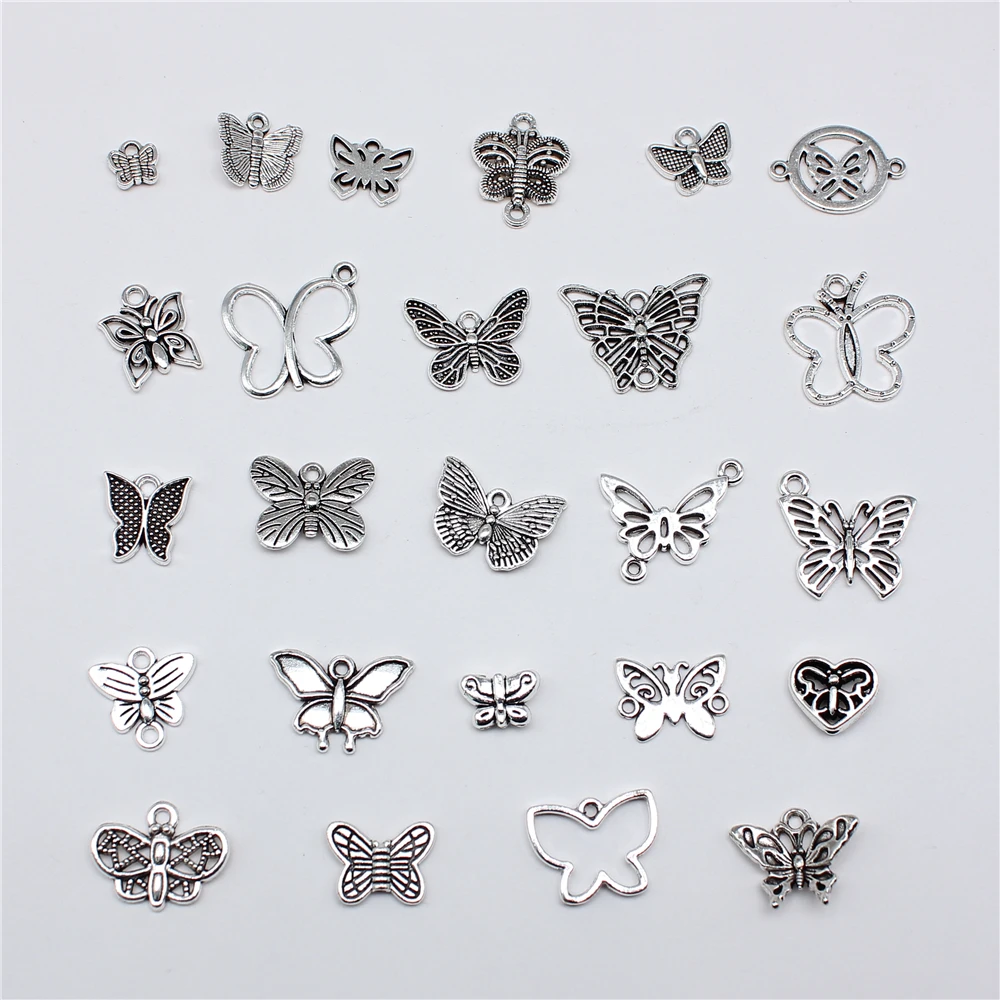 20pcs Charms Butterfly Antique Silver Color Pendants DIY Crafts Making Findings Handmade Tibetan Jewelry