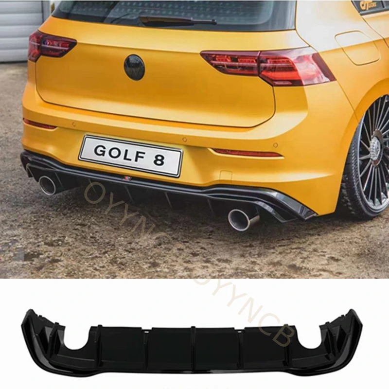 For Volkswagen Golf 8 Pro Max High Quality ABS Material Black/Carbon Fiber Look Car Rear Bumper Spoiler Diffuser Rear Lip