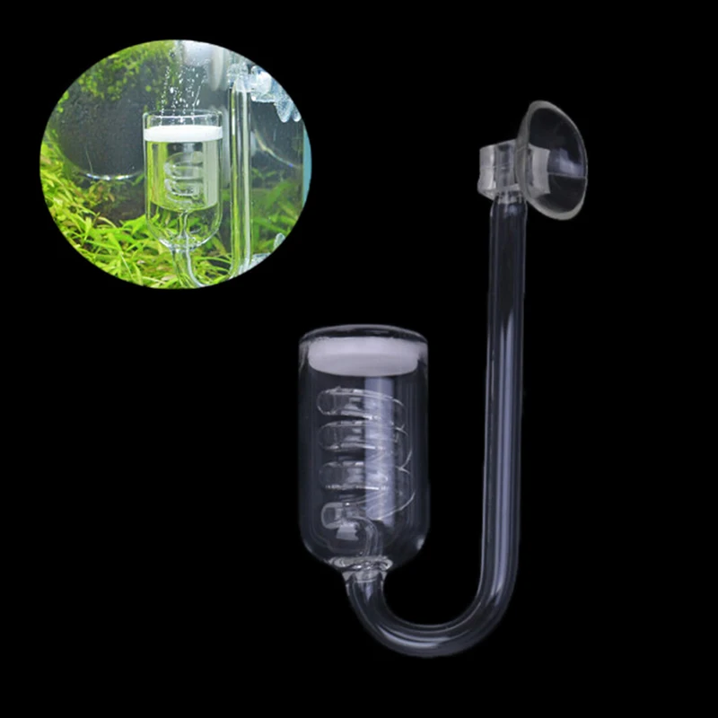 1Set Carbon Dioxide Atomizer Diffuser CO2 Diffuser Aquarium Glass Spiral With Suction Cup For Planted Fish Tank Accessories