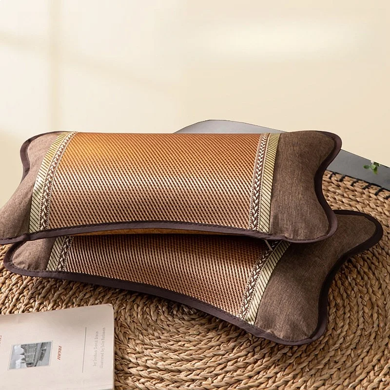 1PCS Summer Buckwheat Jasmine Filled Pillow Summer Ice Rattan Pillow Core Adult Cervical Spine Sleep Special Bamboo Pillow