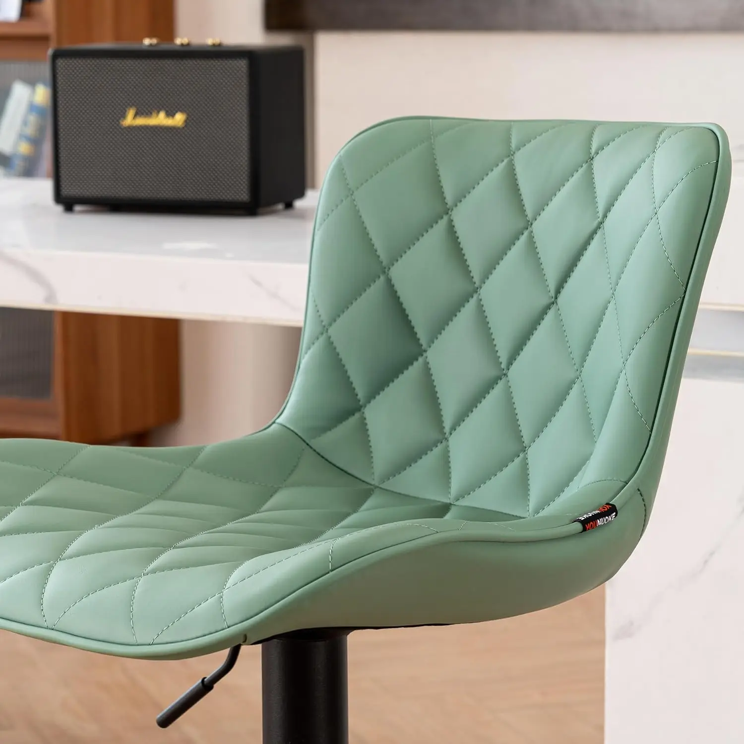 Taburetes de bar Juego de 2 con respaldo Taburetes de bar giratorios modernos de piel sintética con altura de mostrador Sillas de taburete de bar alto ajustables para