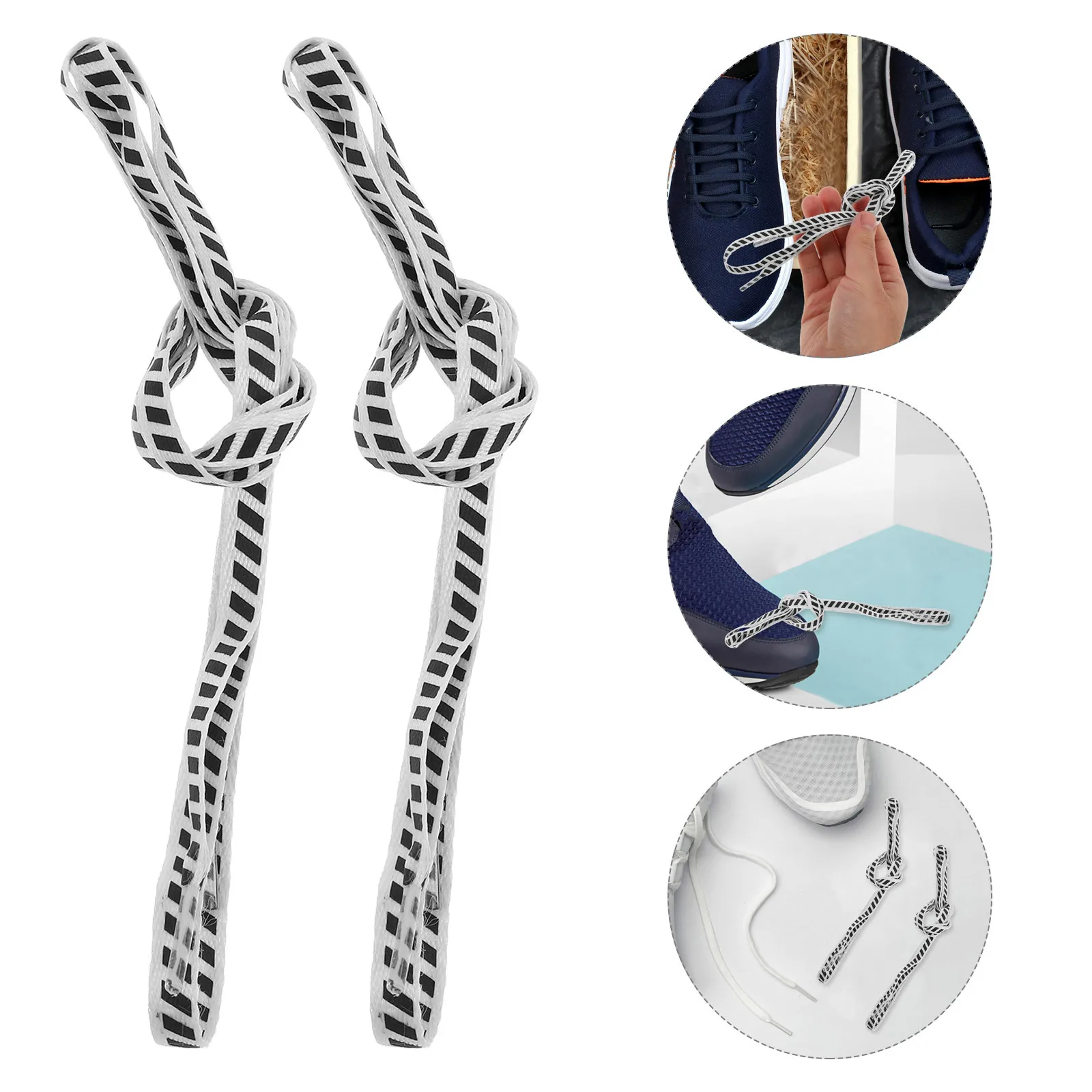 

2pcs 2 Pairs Flat Reflective Shoelaces For Sneakers Glow In The Dark Polyester Athletic Shoe Laces Replacement Running Shoes