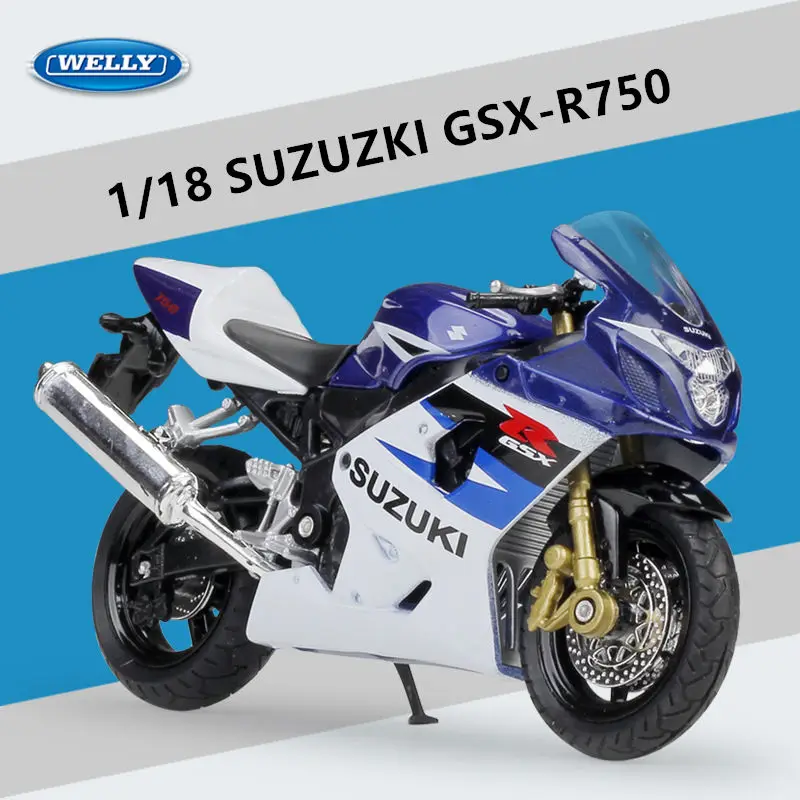 Miniatura Moto Suzuki Gsx-r750 Ferro Coleção 1/18 Welly - Faz a Boa