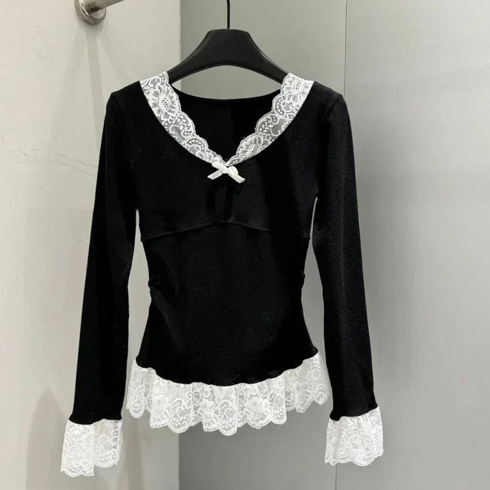 

Hot Girl Fashion Bow Lace Patchwork Casual Occasions Regular Length Solid Color Pattern Brand New Condition For Casual Outings