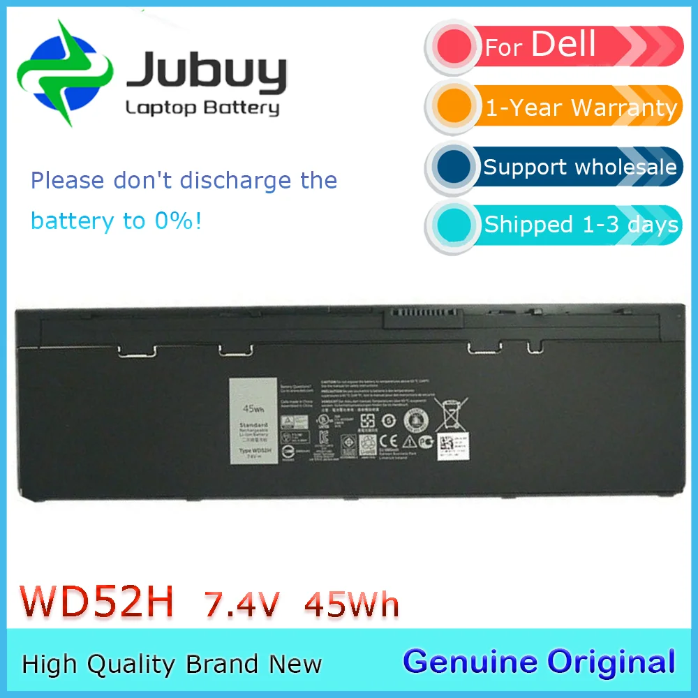 WD52H 7.4V 45Wh Original Laptop Battery for Dell Latitude E7240 E7250 GVD76 VFV59 451-BBFW KWFFN 451-BBFX 6000mAh