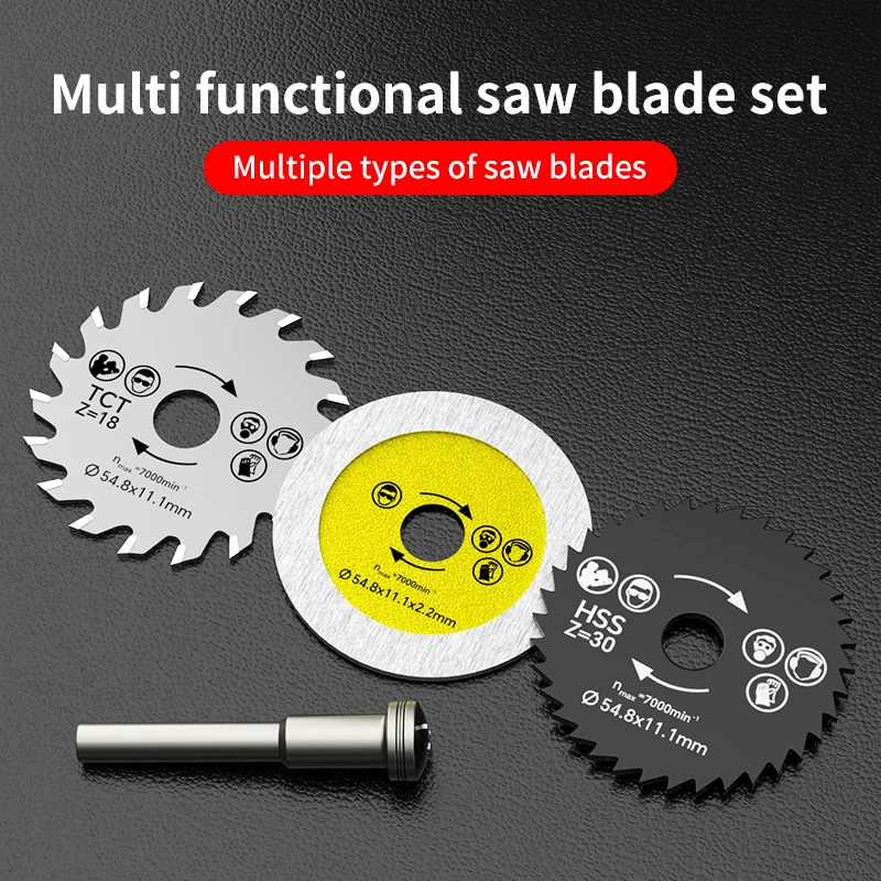 

4-piece Mini saw blade set, full pass for wood, plastic and aluminum - HSS circular saw blade for power drills and grinders