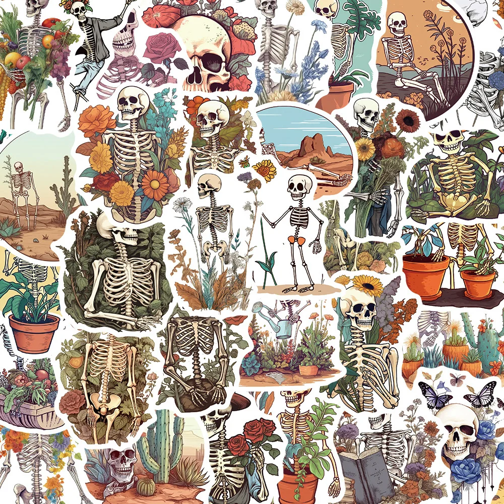 

10/30/50PCS Bones and Botany Art Cartoon Sticker DIY Phone Laptop Luggage Skateboard Graffiti Decals Fun for Kid Gift