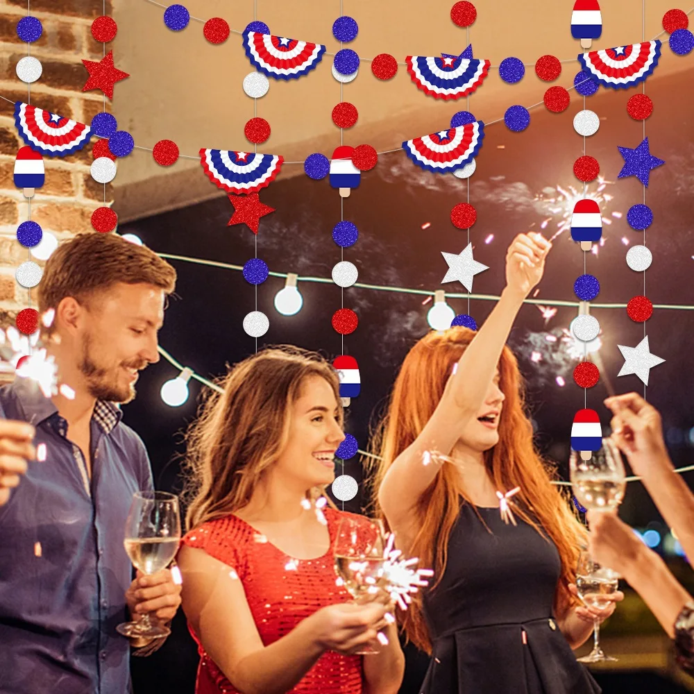 USA Independence Day Hanging Decor Stars Streamers Patriotic Party Supplies DIY Festival Celebration Decorations