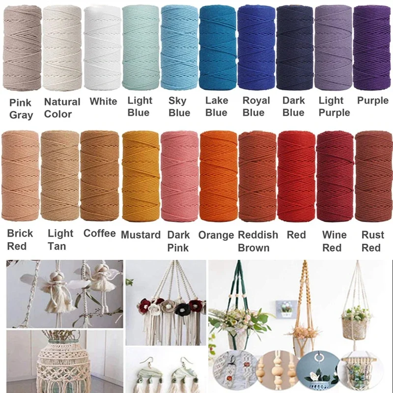 ロング 100 メートル編組綿ロープホームテキスタイルウェディングパーティーマクラメコード綿糸クラフト装飾直径 1/2/3 ミリメートルに最適