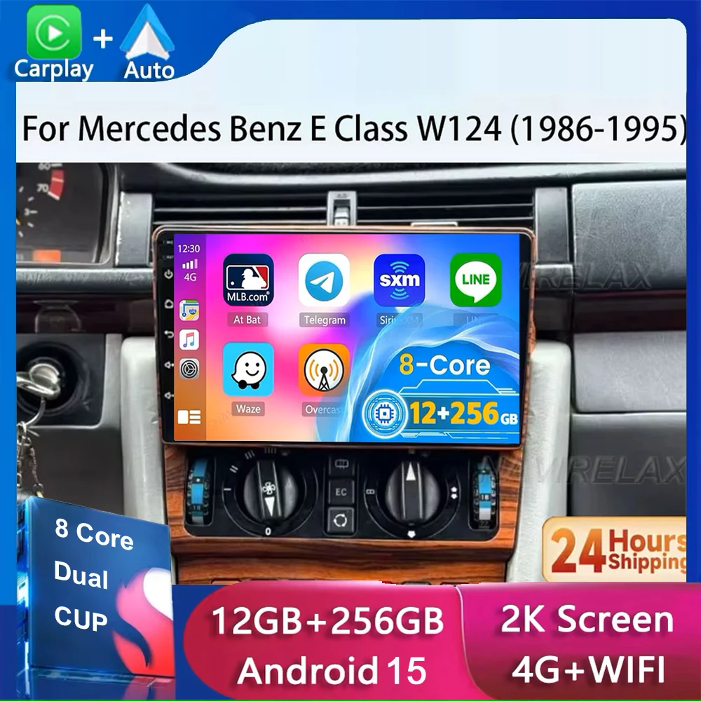 

Android 15 2K QLED Car radio for Mercedes Benz E Class W124 1986-1995 Multimedia player GPS navi Video 2din Autoradio 4G WIFI BT