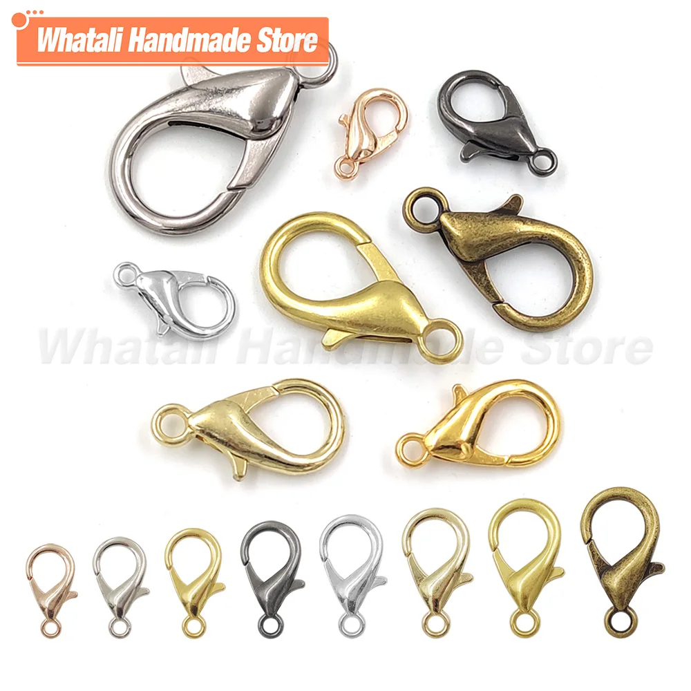 50Pcs Metal Lobster Clasps Spring Hook Rings For DIY Jewelry Making Findings Necklaces Hooks Bracelets Chain Closure Accessories