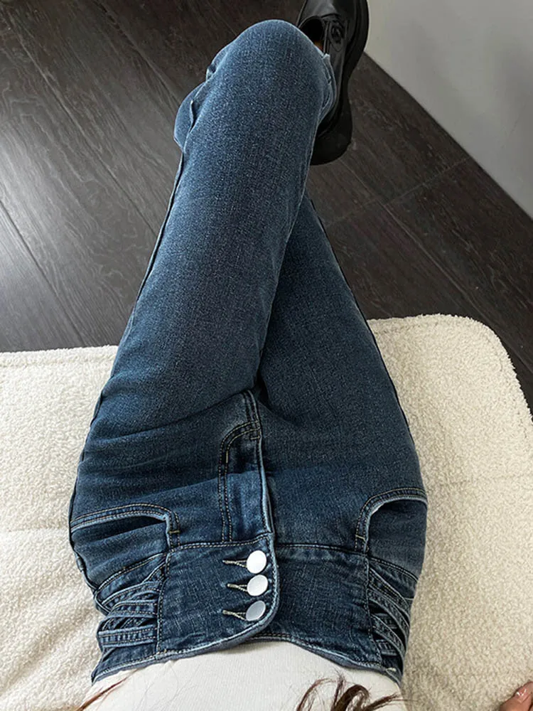 Hoge taille dikker potlood jeans Koreaanse mode mager fluweel gevoerde denim broek winter warm stretch vintage casual vaqueros nieuw