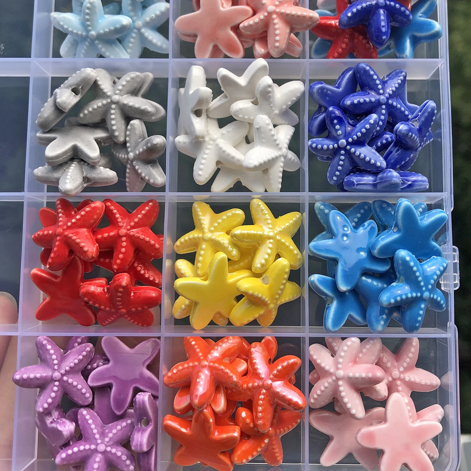 10pcs Starfish Shape Ceramic Beads 18mm Colorful Glazed Porcelain Handmade Beads for Jewelry Making DIY Pendant Crafts Accessory