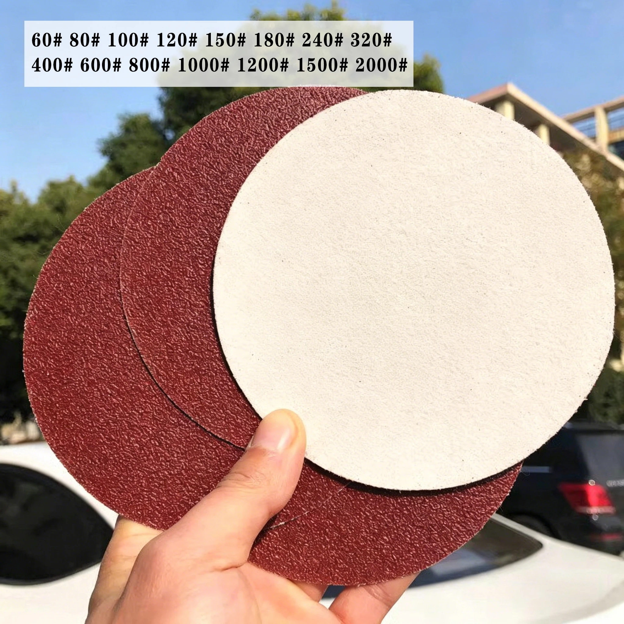 2-30pcs 60-2000 Grit 5 Inch 125mm Self Adhesive Sanding Discs Red Aluminum Oxide Sandpaper Glue-lined Round Backing Pads