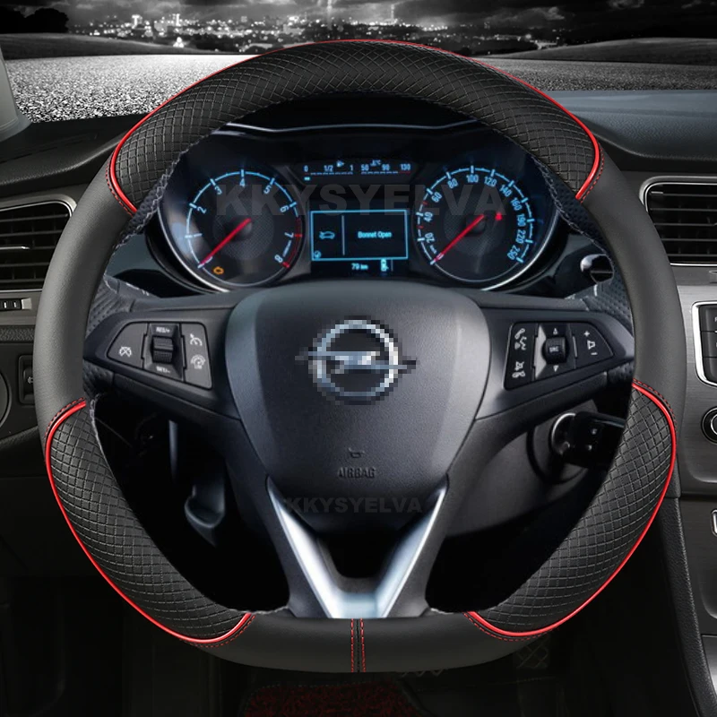 D Shape Car Steering Wheel Cover Leather For Opel Astra 2015-2021 Corsa Combo Mokka 2018-2021 Grandland X Insignia CT 2017-2021