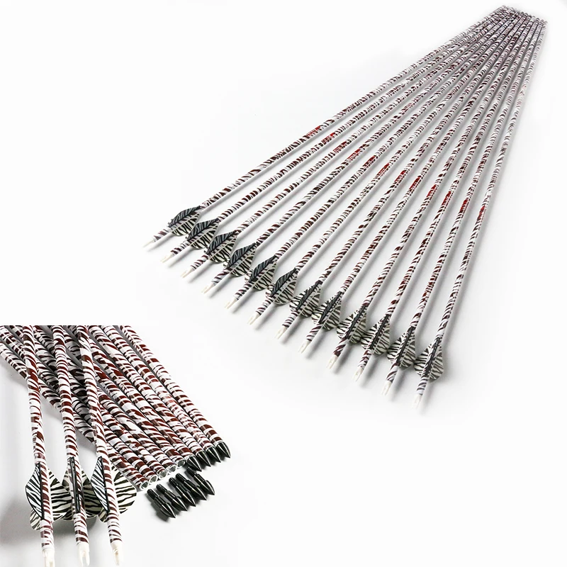 

Linkboy Стрельба из лука Zebra Carbon Arrows Sp340 400 2-дюймовые лопасти из тигровой кожи для блочного изогнутого/традиционного лука для охоты и стрельбы