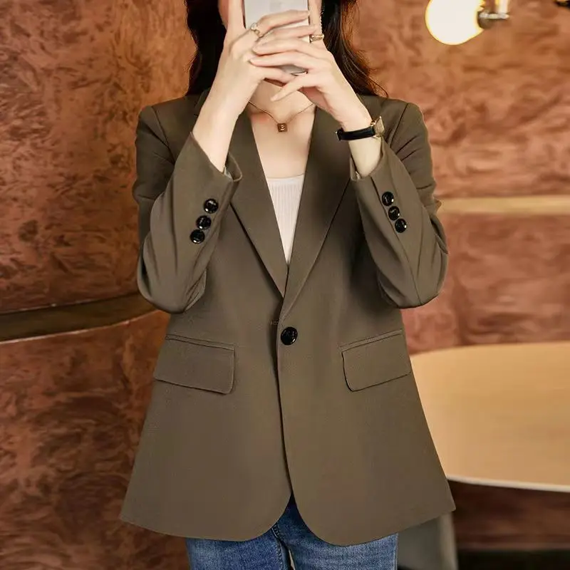 

Blazer Woman Offer 2025 V-Neck Knitted Short Top Fashionable Single Button Long Sleeve Sweaters Elegant Ladies Office Daily