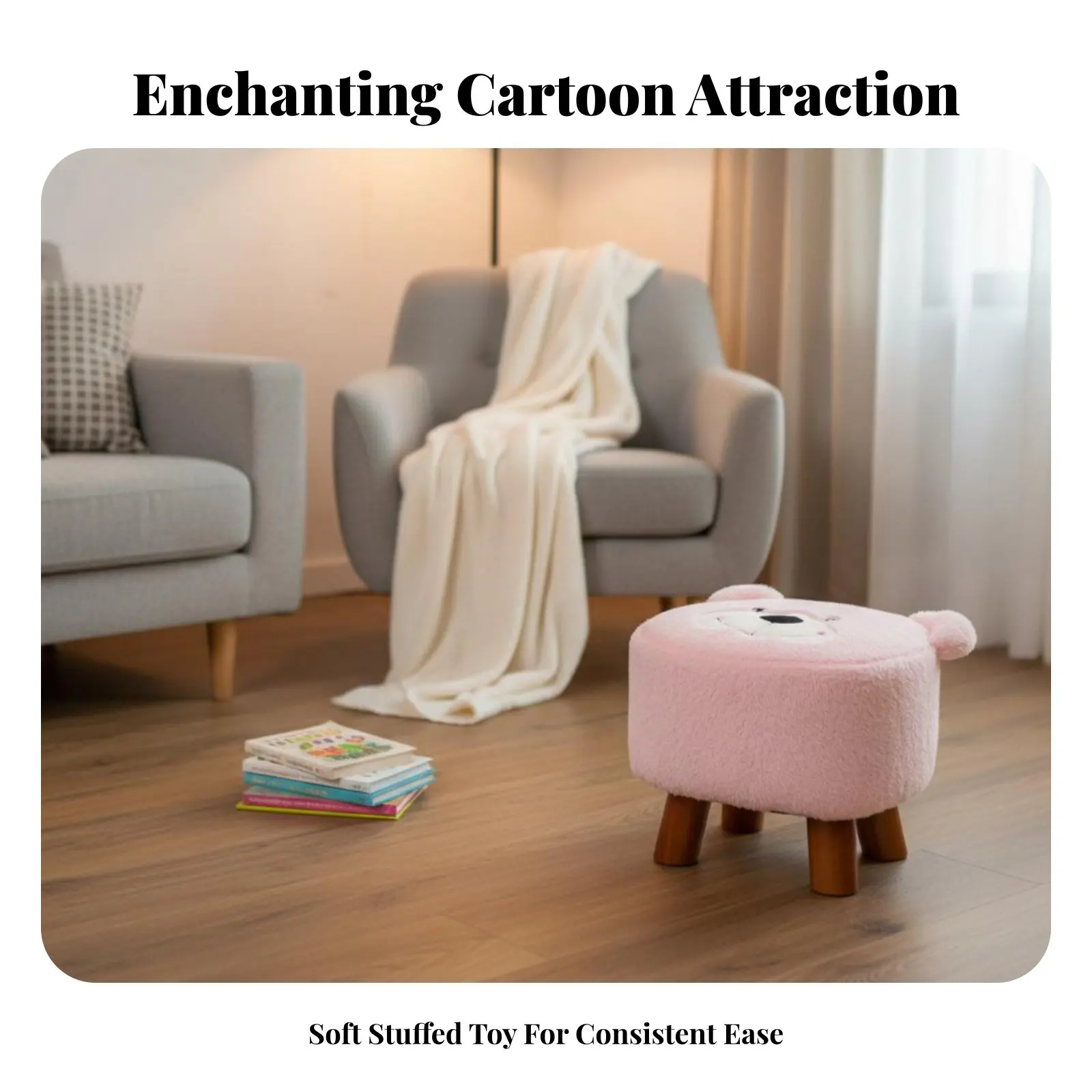 布張りの生き物型スツール、漫画デザインの生き物型スツール、多用途で多機能、家族、プレイルーム、玄関に最適