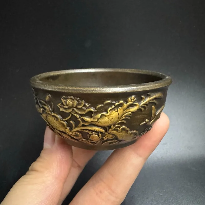 Copper Bowl Small Ornament Brass Micro-engraving Bowl Antique Copper Accessories