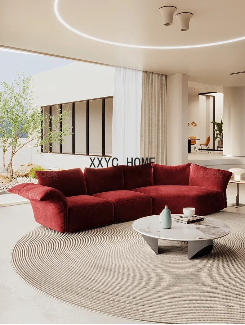 Petalo di fascia alta grande appartamento villa soggiorno divano in flanella combinazione creativa di divani in tessuto a forma di L