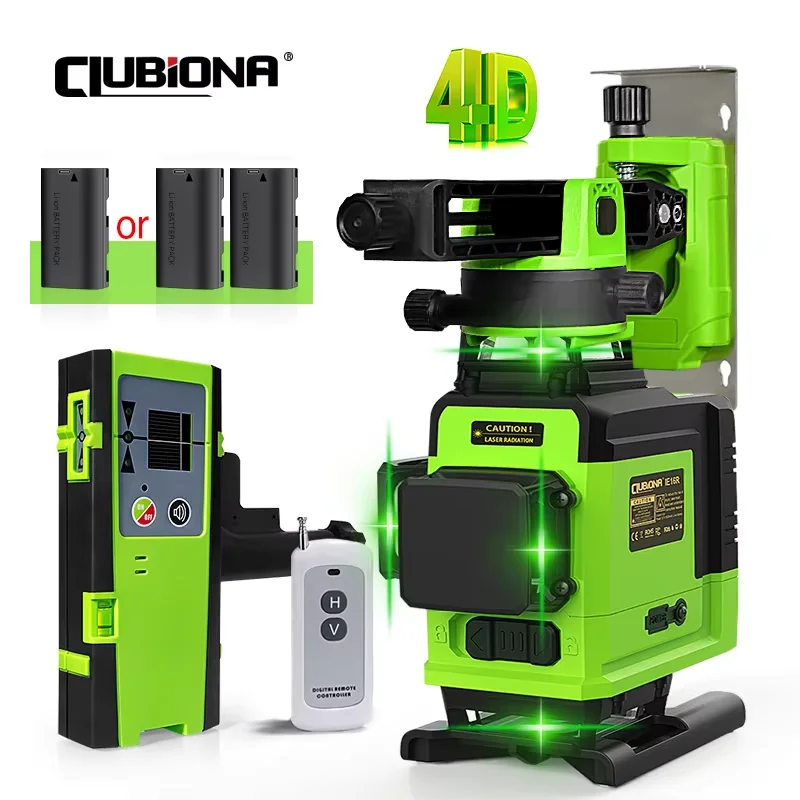 Clubiona 4D 16 lines Professional German Core Floor Ceiling Remote Control Green Line Laser Level with 5000mahs Li-Ion Battery