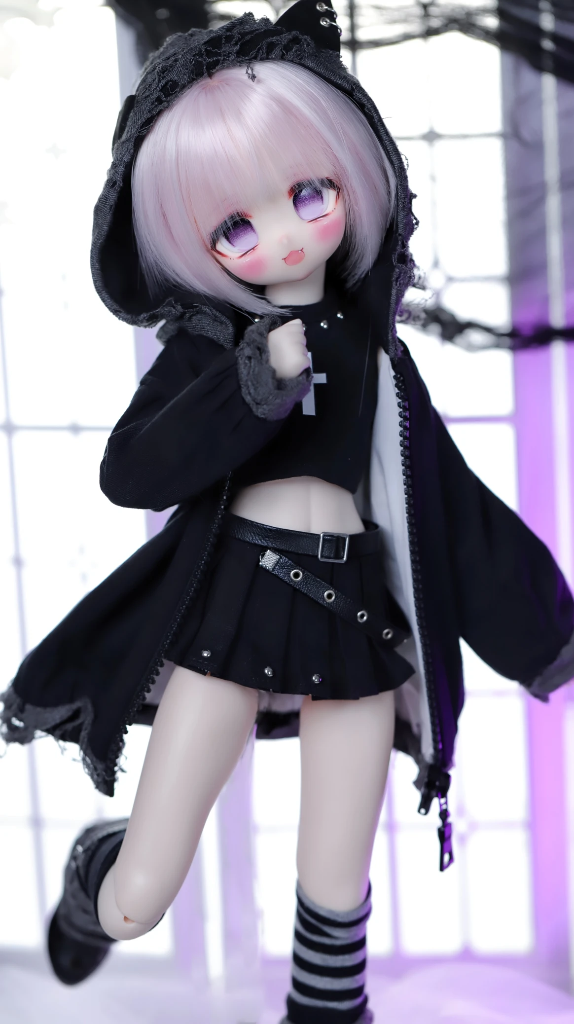 

BJD Doll Clothes Suitable for 1/4 big size MSD MDD Cute Doll Clothes Black Cat Attacks Doll Accessories (6 points)