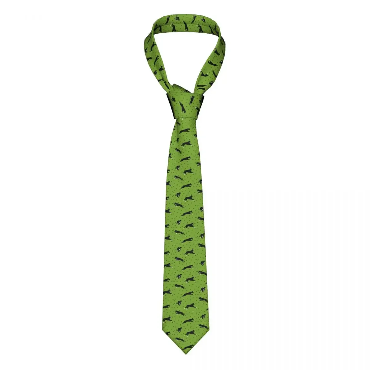 Custom Green Greyhound Dog Tie Men's Fashion Silk Whippet Sighthound Necktie for Wedding