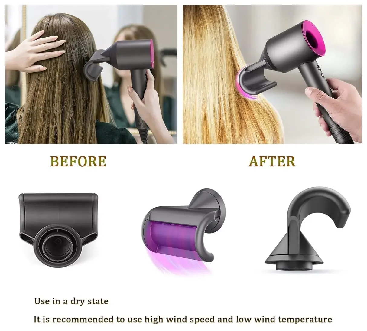 Neuer 1600W Negativ-Ionen-Haartrockner 5-in-1 Leiser Haartrockner mit Heiß- und Kaltluftfunktion Schnelltrocknend Geeignet für Zuhause und Reisen – Detail 8