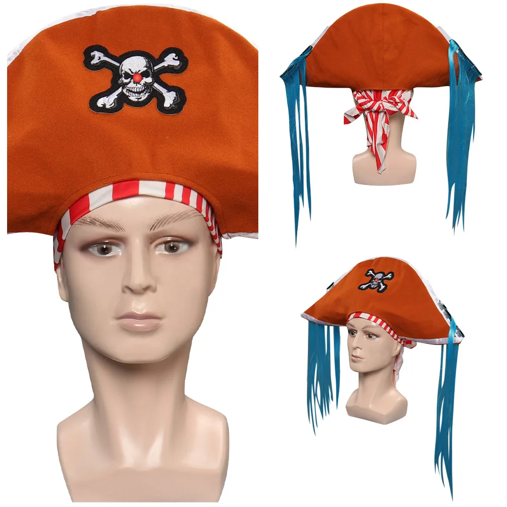 Anime Piece Buggy Pirate Hat Cosplay Cap copricapo per adulti Halloween Carnival Costume accessori