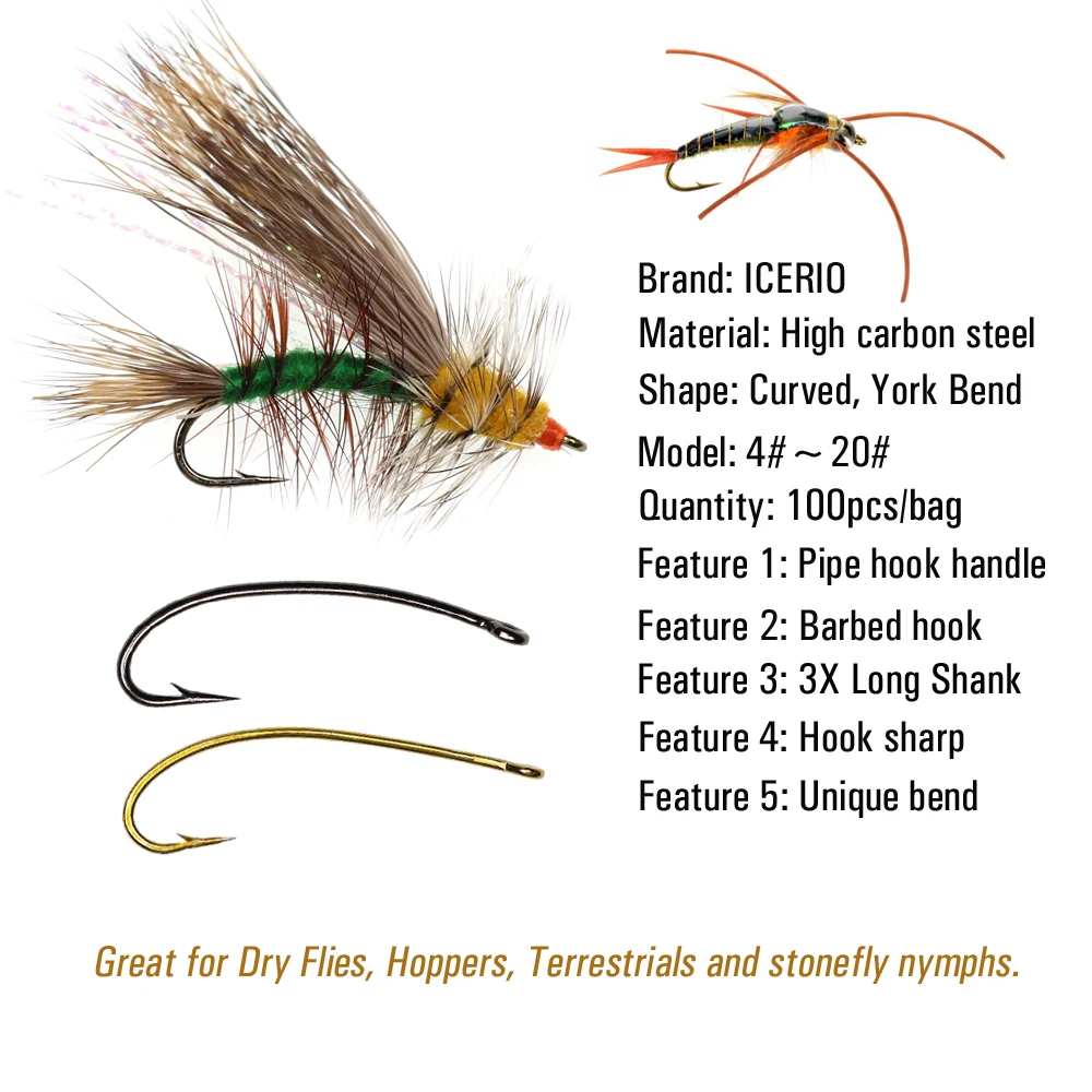 ICERIO 100PCS 3X Long Shank Curve Fishing Fly Hook Stonefly Nymphs Stimulator Attractor Dry Fly Barbed Hooks - AliExpress 18 ICERIO 100PCS 3X Long Shank Curve Fishing Fly Hook Stonefly Nymphs Stimulator Attractor Dry Fly Barbed Hooks - AliExpress 18