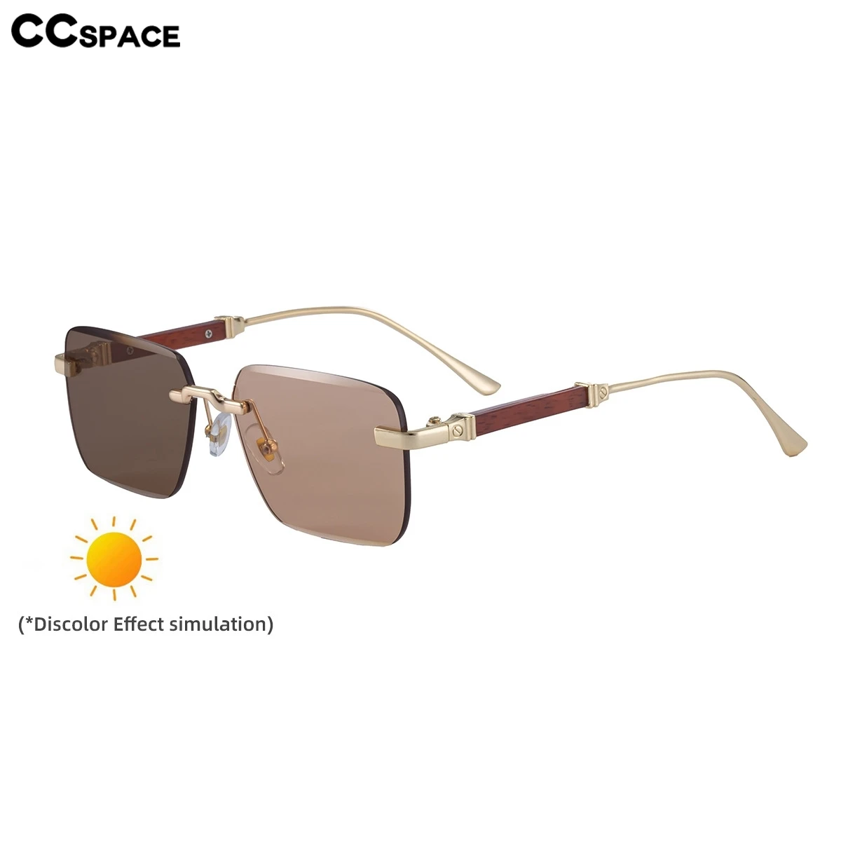

Retro Rimless Male Female Sunglasses Photochromic Metal Frameless Sun Glasses Classic Little Square Summer Sunshade Eyeglass