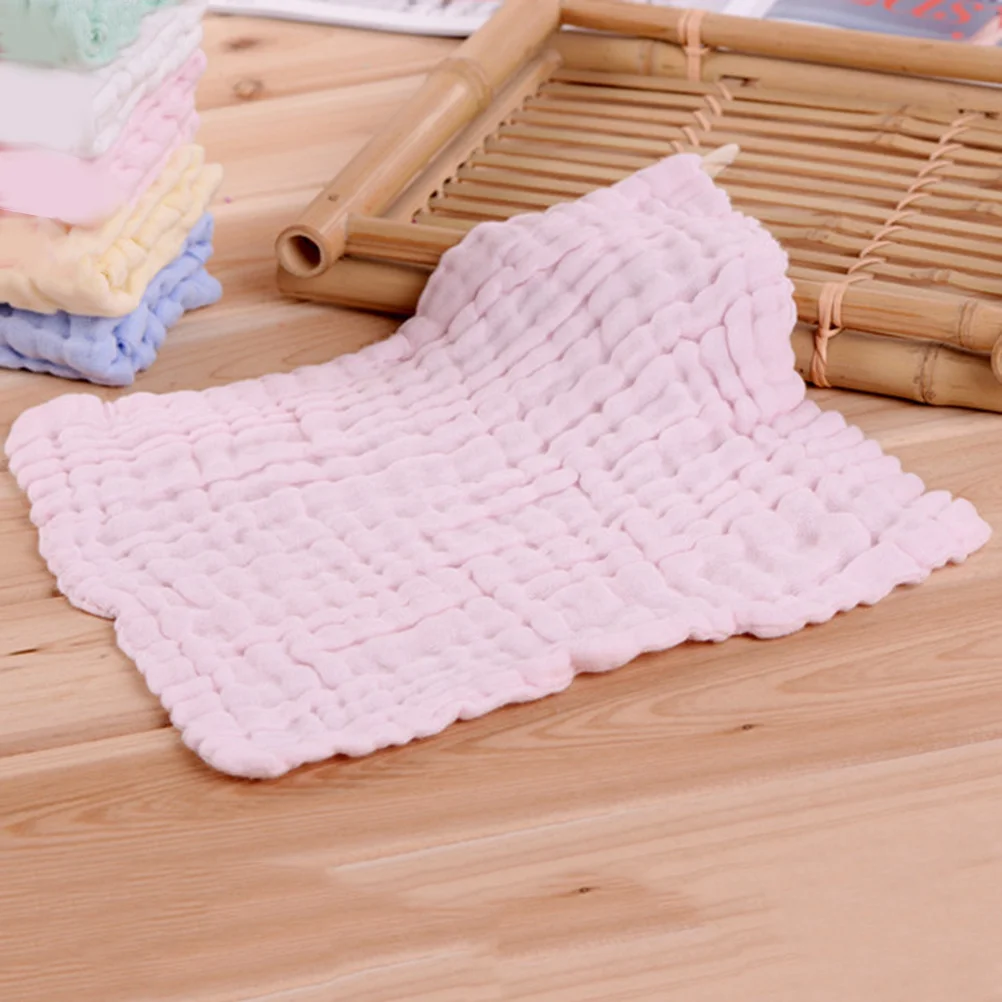 

5Pcs Pure Cotton Baby Hand Towels 6-Layer Gauze Soft Absorbent Towels for Bath Shower Washcloth Green Yellow White Pink Blue