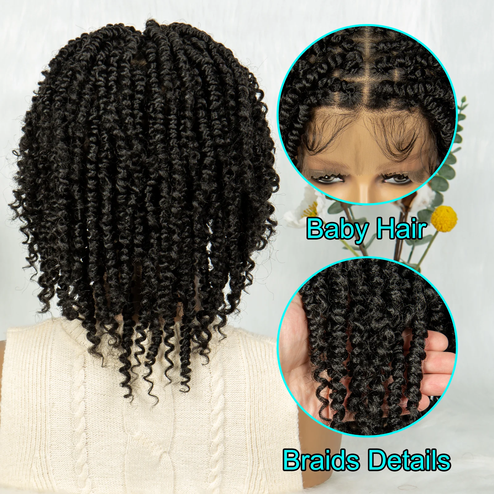 Kima Synthetic Dreadlock Full Lace Wig Short Butterfly Twisted Locs Wig for Black Women