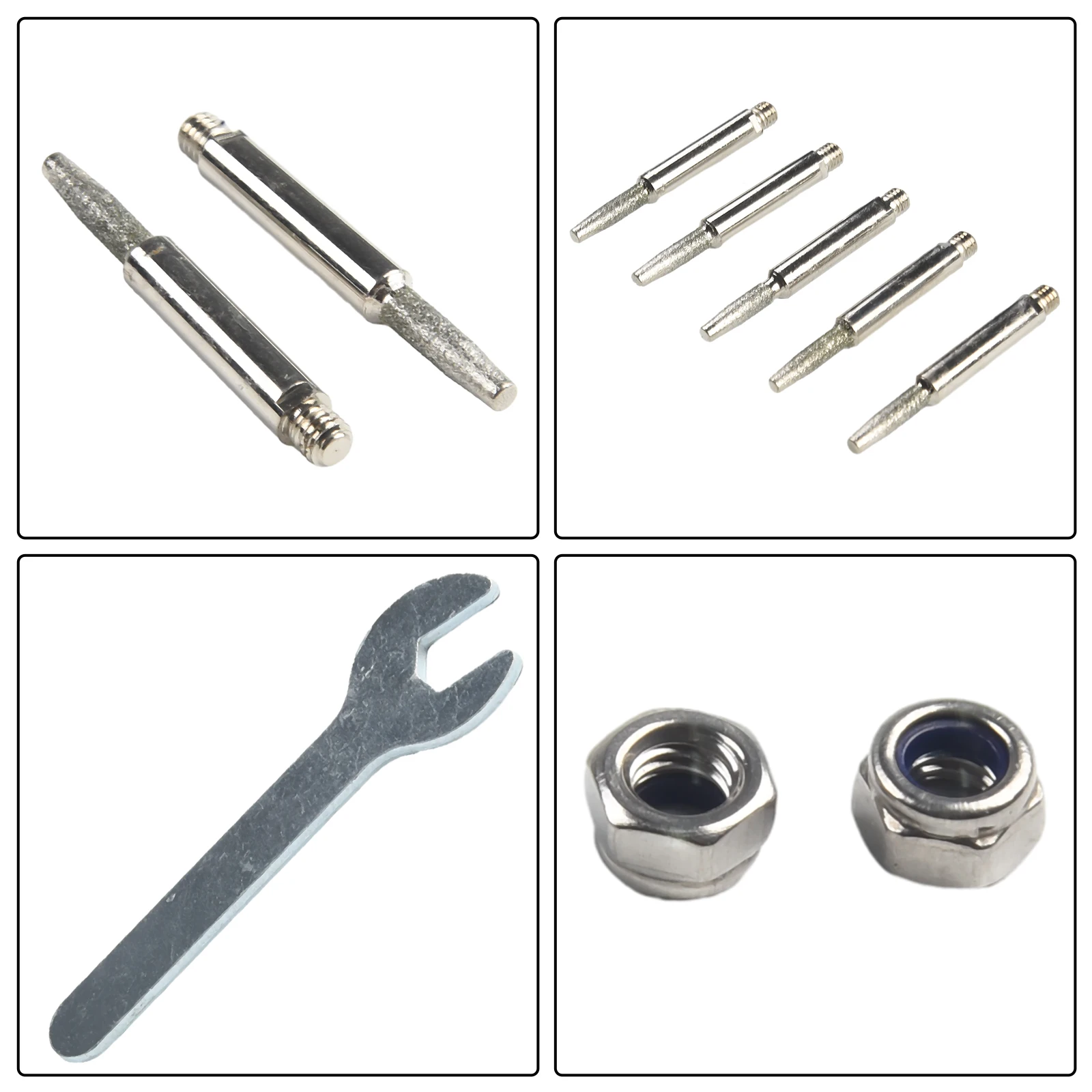 8/18pcs Chainsaw Sharpener Cylindrical Burr Emery Coated 4-5.5mm Grinding Head Wrench Nut Grinding Sharpening Abrasive Tools