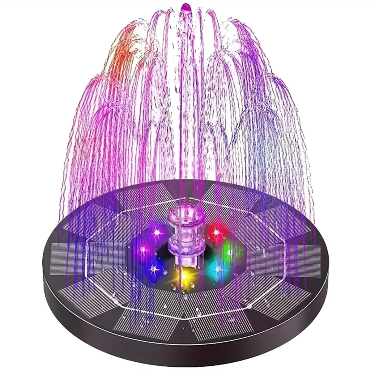 ABZT LED Solar Fountain Pump with 6 Nozzles for Bird Bath Pond Outdoor Aquarium Garden Decoration Pond Patio Water Cycling