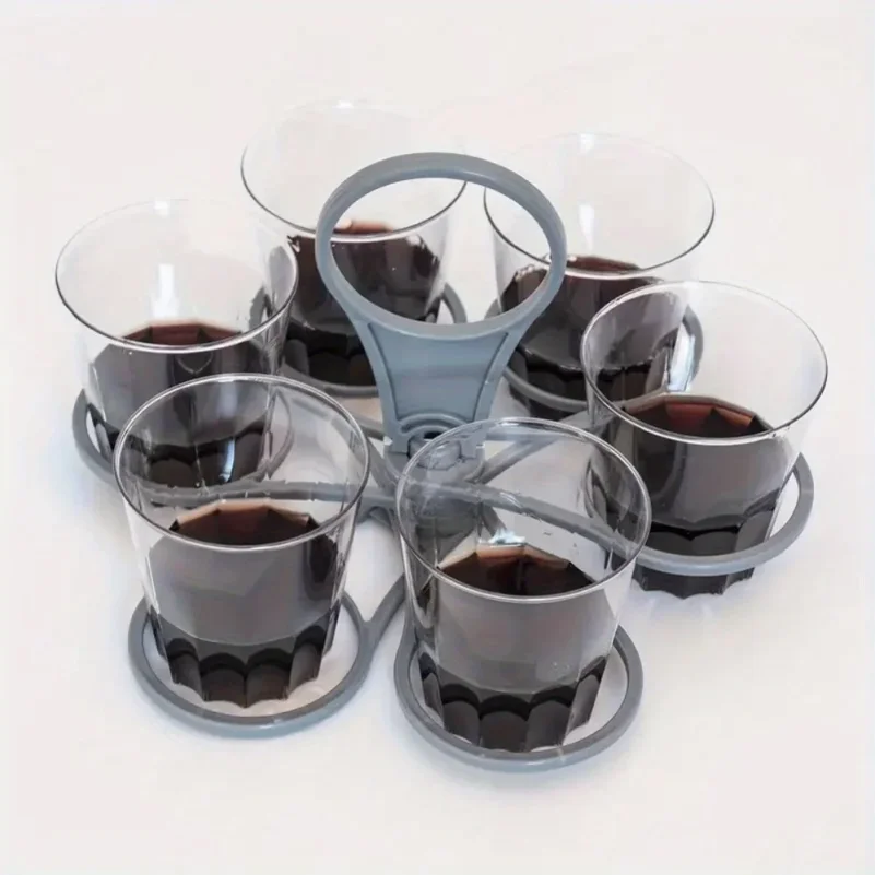 

1/2pcs 6-Slot Portable Drink Holder Folding Beverage Tray with Handle Pocket-Sized for Outdoor Picnics Party Reusable Cup Holder
