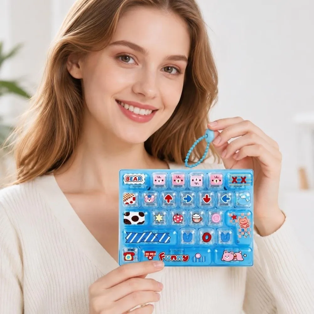 26-Key Decompression Button Transparent Dual-Tone Cute Design Mini Keyboard Pendant Simulation Keyboard with LED Lights
