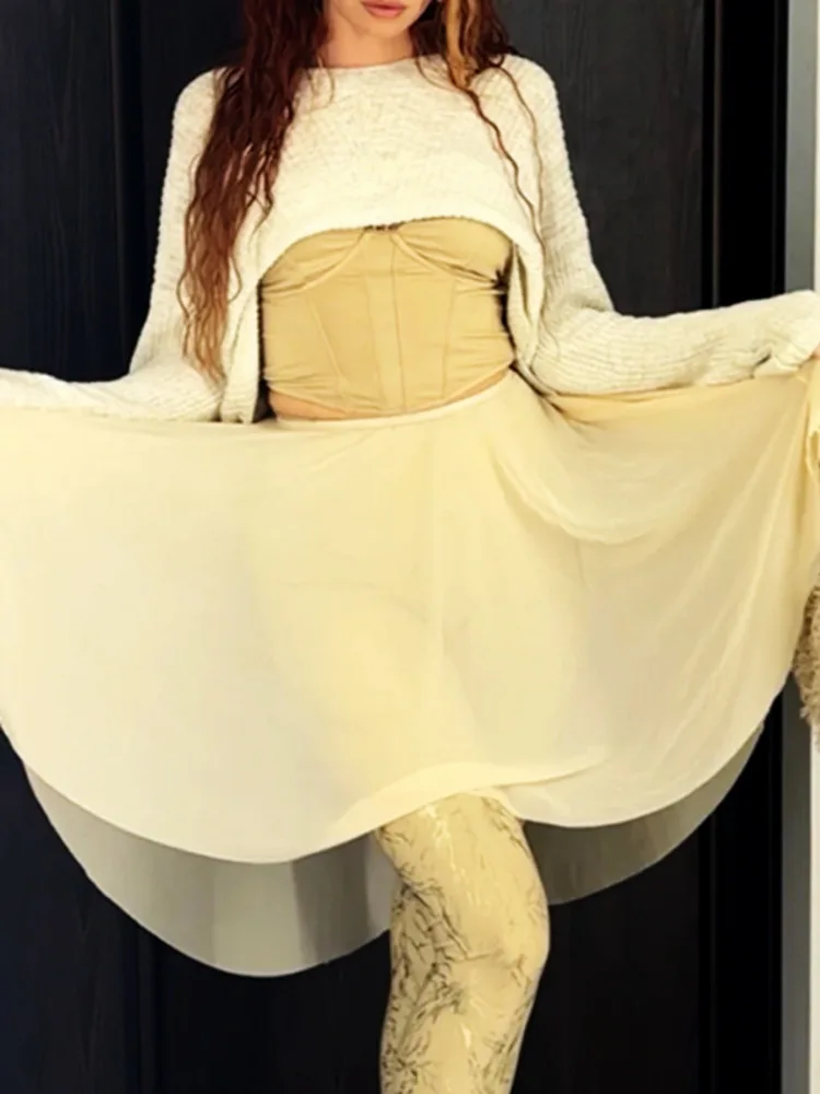 تنورة باليه شبكية عالية الخصر بلون سادة للنساء، نصف تنورة للرقص غير متماثلة لعرض المسرح والتدريب