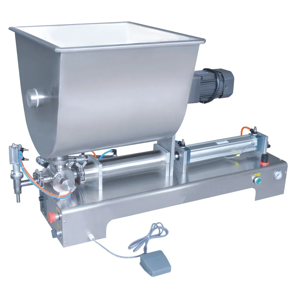 G1WGD100-1000 Horizontal single head paste filling machine with mixing tank for cleaning paste and body lotion