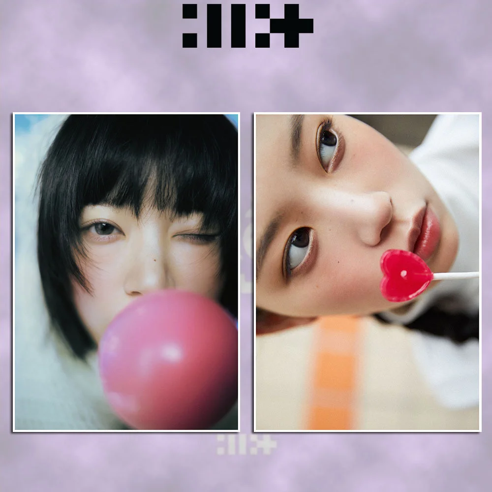 Kpop Illit Super real ME 2ชิ้นโปสเตอร์ HD yunah minju Moka dinding kamar tidur กาวในตัวสติกเกอร์ตกแต่งภาพวาดแฟนของขวัญ