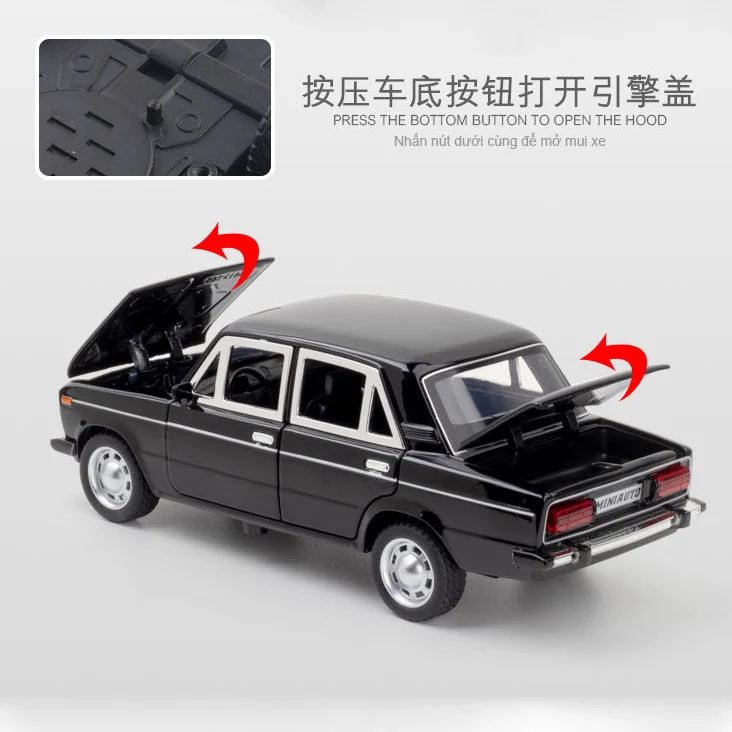 1/24 스케일 레트로 LADA 2106 다이캐스트 합금 풀백 자동차, 어린이를 위한 수집 장난감 선물