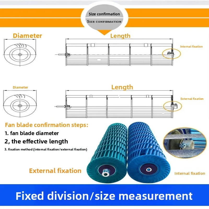 Applicable to air conditioner hanging cylindrical machine internal machine cross flow wind wheel 1-3 horses