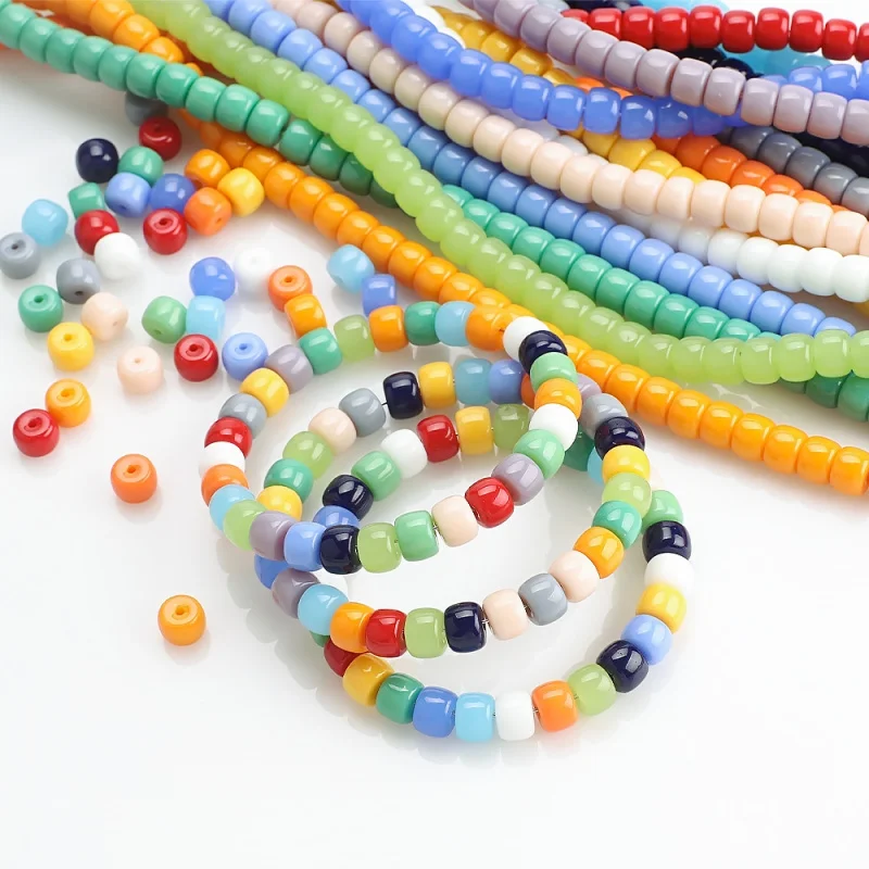 6X8MM Bucket Pearl Surface Perforated Glass Crystal Beads DIY Mobile Phone Chain Hanging Materials Live Streaming Accessories
