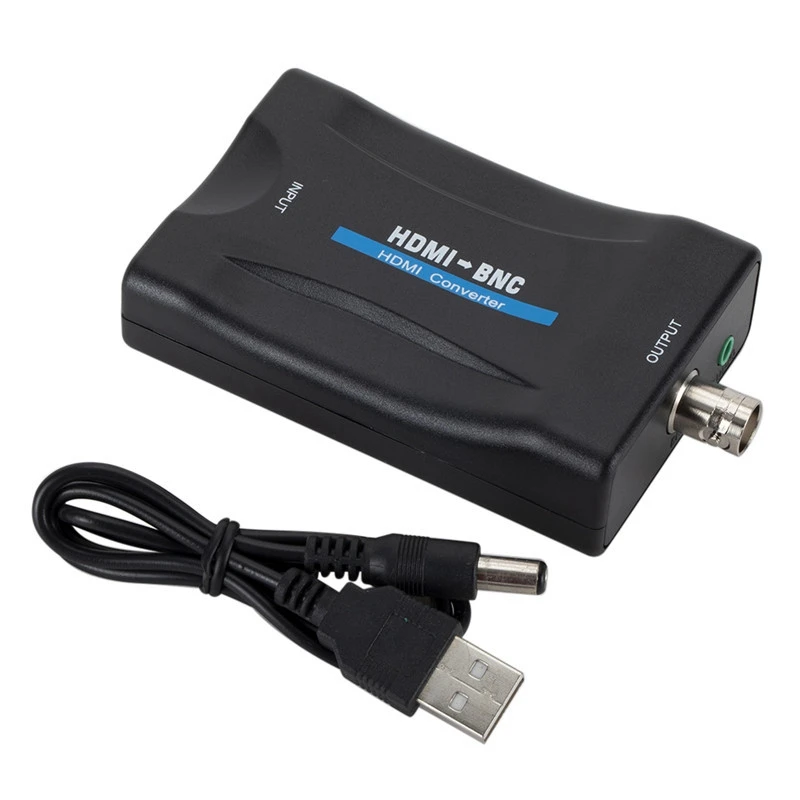 محول صوت فيديو ، 2X إلى BNC ، متوافق مع PAL و NTSC ، سلك طاقة USB
