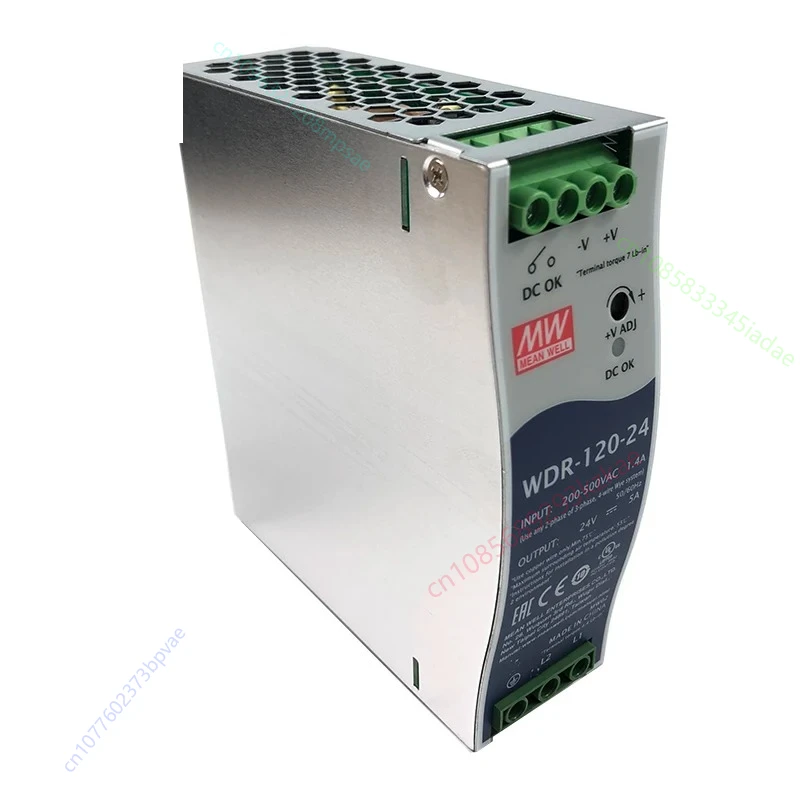 MEAN WELL WDR-120-24 120W 24V Ultra Wide Input Industrial DIN Rail Power Supply 180-550V AC to 24V DC 5A Power Unit PSU SMPS