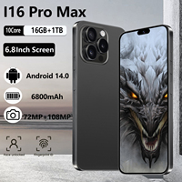 2025 New i16 Pro max Global version smartphone 7.3inch HD Android14 Snapdragon 8gen3 10core dual SIM 5G phone 6800mAh phone