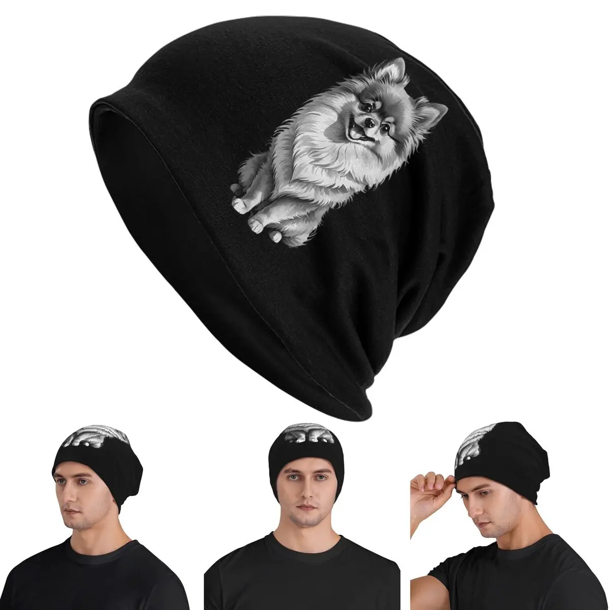 

Retro Pomeranian Funny Pomeranian Mom Pompom Dog Skullies Beanies Hats Warm Autumn Cap Knitted Bonnet Caps Men Women Adult